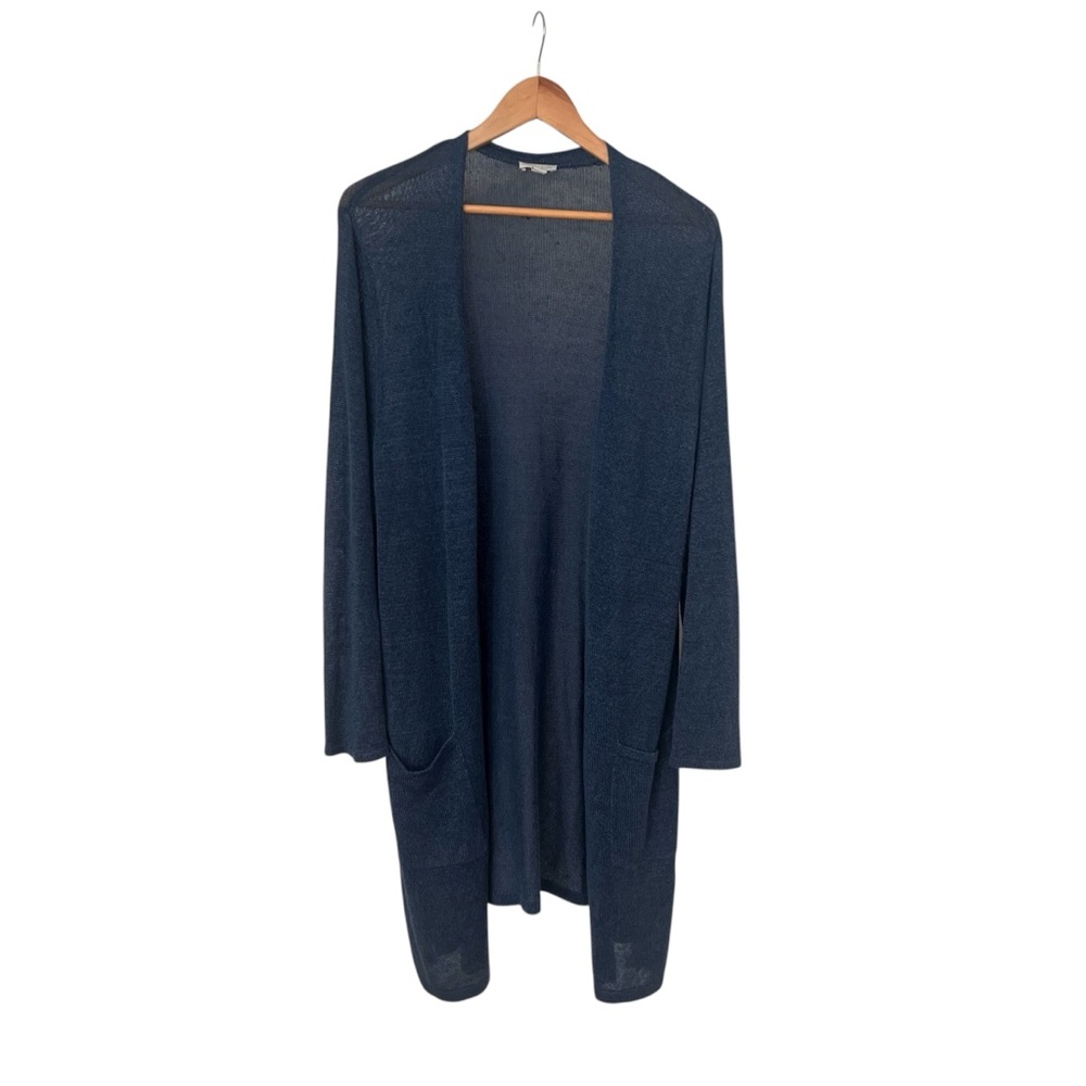 J. Jill Light Blue Linen/Cotton Cardigan Duster